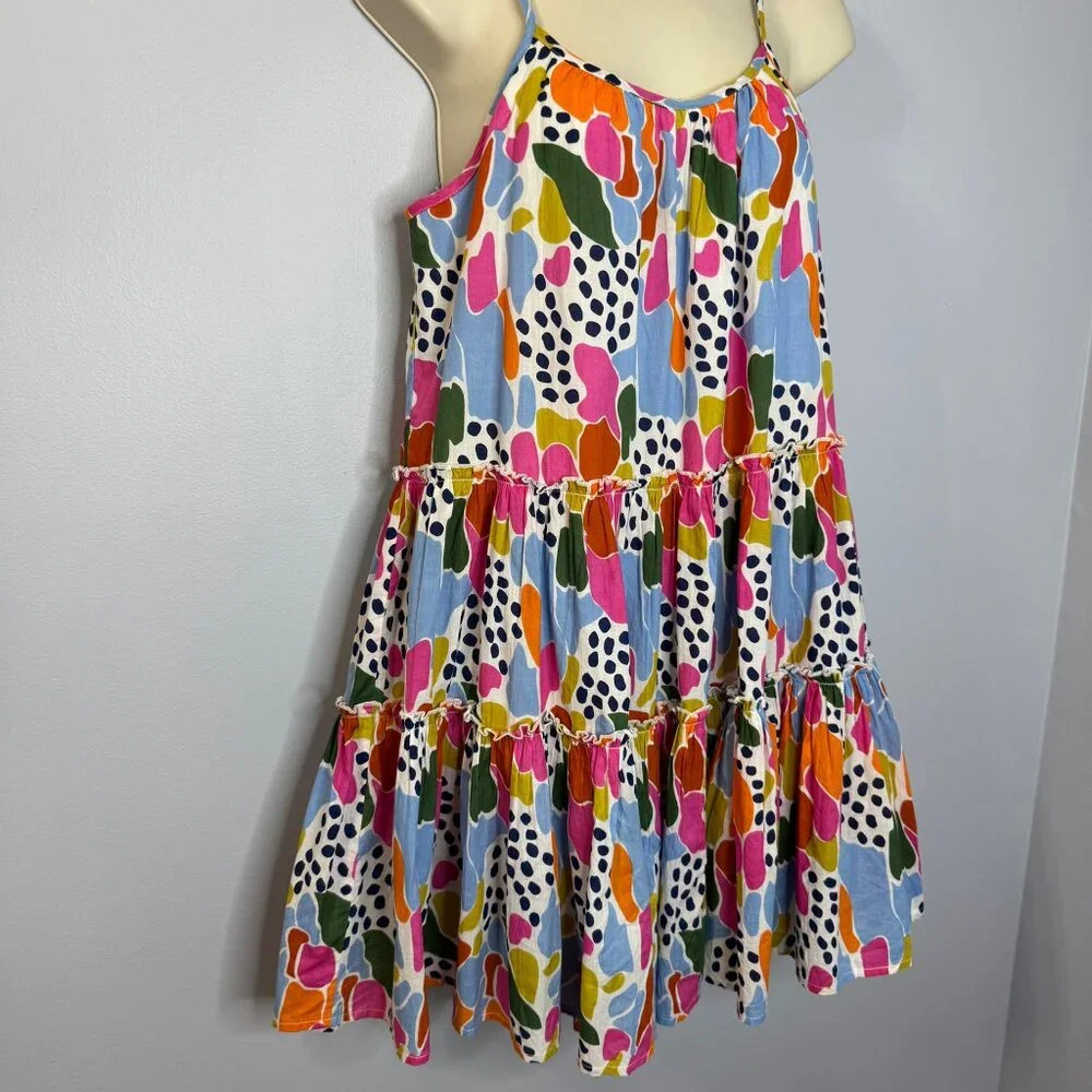 THML Spotted Multi Print Swim Sundress Adjustable Strap Beach Vacation Sz. XS - Picture 3 of 13